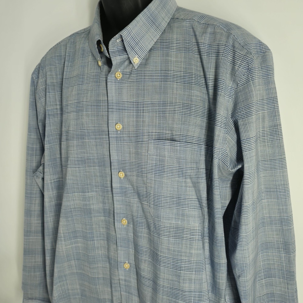 Joseph Abboud‎ Non Iron Men's Size XL Dress Shirt Blue White Plaid